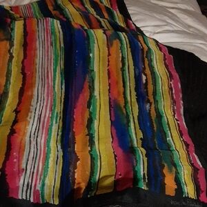 VTG Diane Von Furstenberg Multicolor Striped CHIFFON sheer Long Scarf